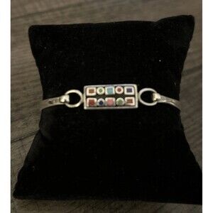 Sterling Southwest Multicolor Inlay Bangle Bracelet 11.70g